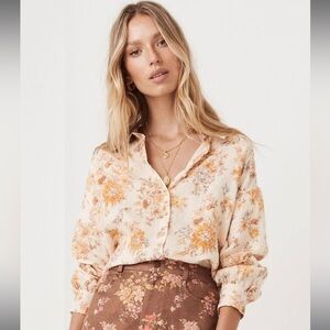 Spell & The Gypsy MEADOWLAND LINEN BLOUSE Size Small